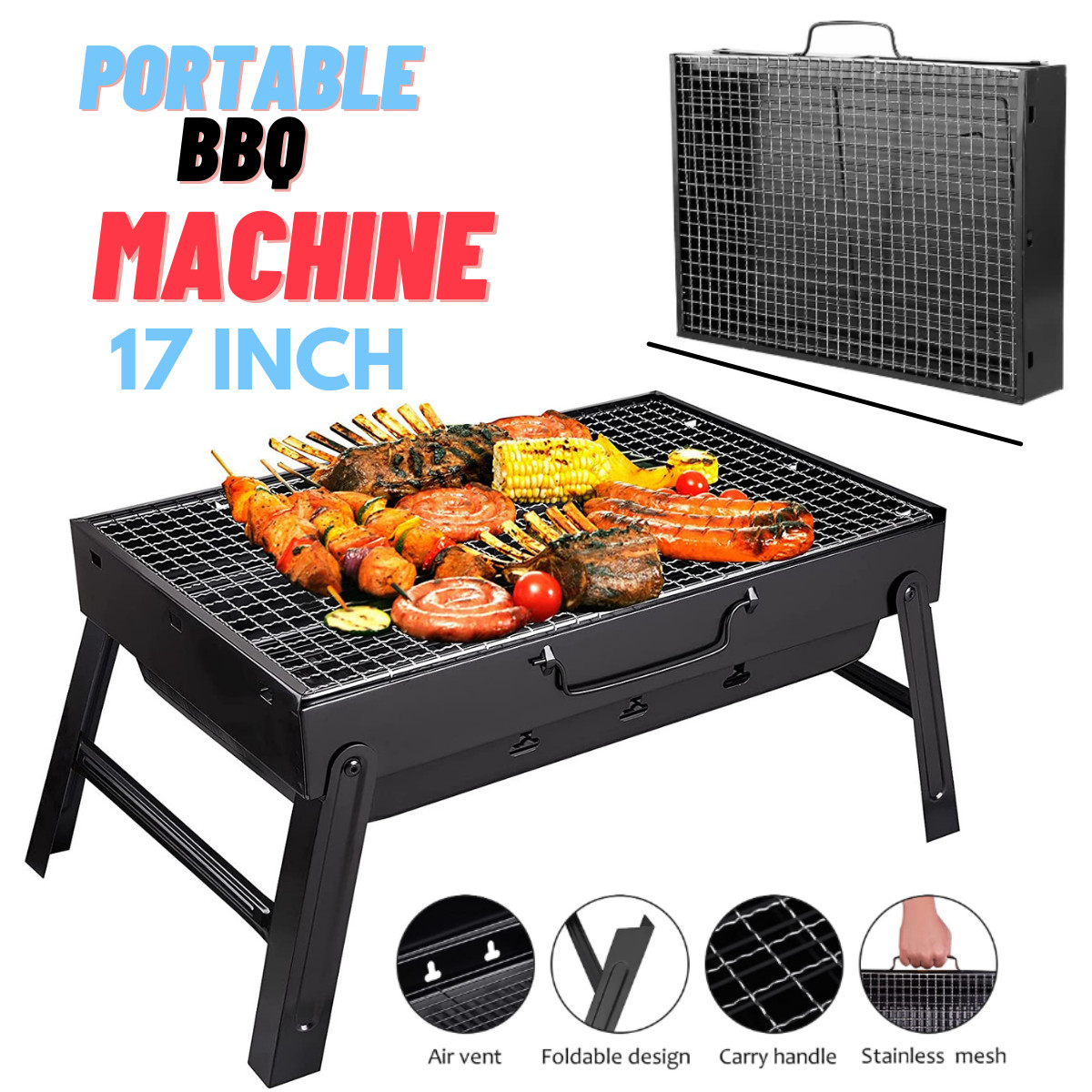 Portable Barbecue Machine BBQ Big size (17 inch )